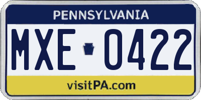 PA license plate MXE0422