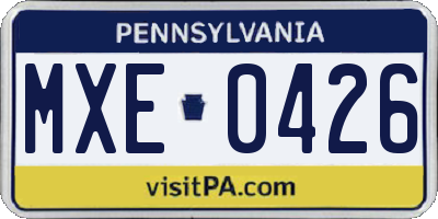 PA license plate MXE0426