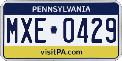 PA license plate MXE0429