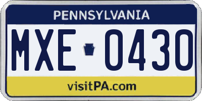 PA license plate MXE0430