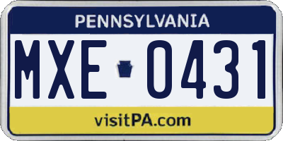 PA license plate MXE0431