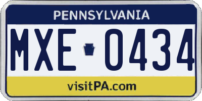 PA license plate MXE0434