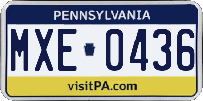 PA license plate MXE0436