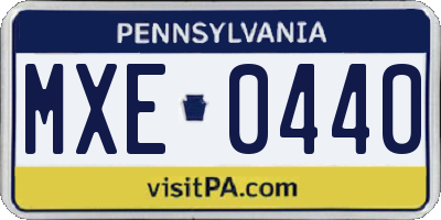 PA license plate MXE0440