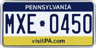 PA license plate MXE0450