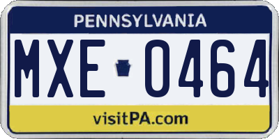 PA license plate MXE0464