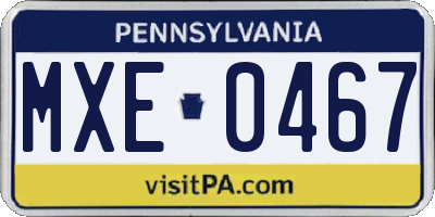 PA license plate MXE0467