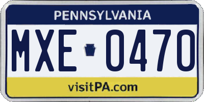 PA license plate MXE0470