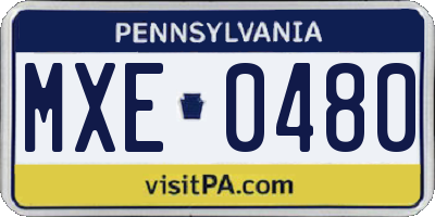 PA license plate MXE0480
