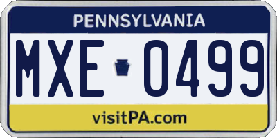 PA license plate MXE0499
