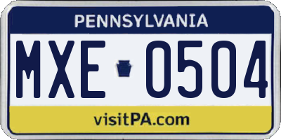 PA license plate MXE0504