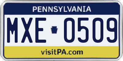 PA license plate MXE0509