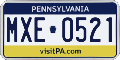 PA license plate MXE0521