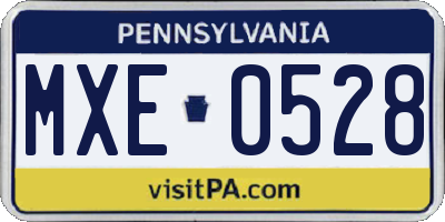 PA license plate MXE0528