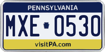 PA license plate MXE0530