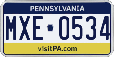 PA license plate MXE0534