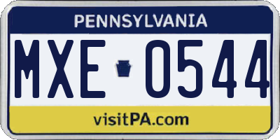 PA license plate MXE0544