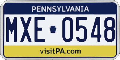 PA license plate MXE0548