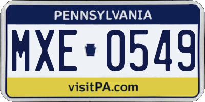 PA license plate MXE0549