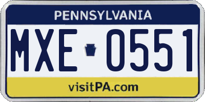 PA license plate MXE0551