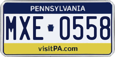 PA license plate MXE0558