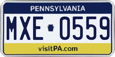 PA license plate MXE0559