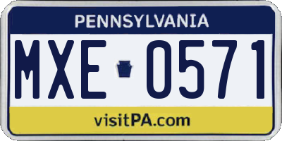 PA license plate MXE0571