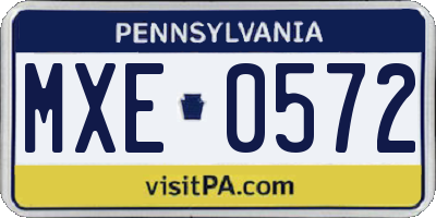 PA license plate MXE0572