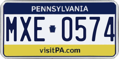 PA license plate MXE0574