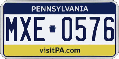 PA license plate MXE0576