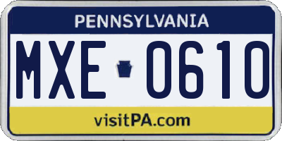 PA license plate MXE0610
