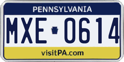 PA license plate MXE0614