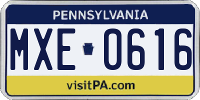 PA license plate MXE0616