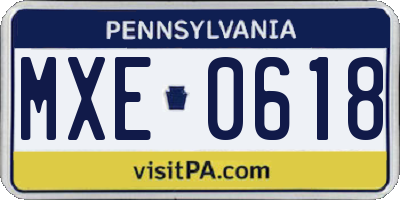 PA license plate MXE0618