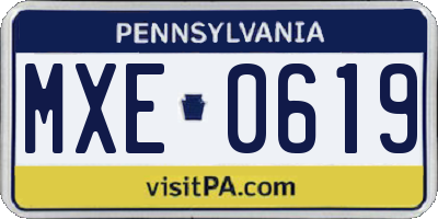 PA license plate MXE0619