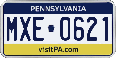 PA license plate MXE0621