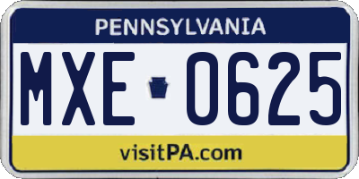 PA license plate MXE0625