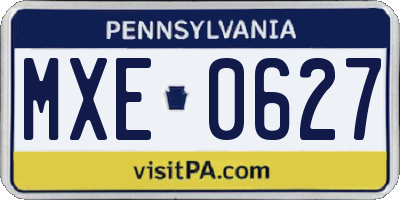 PA license plate MXE0627