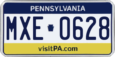 PA license plate MXE0628