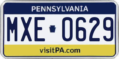 PA license plate MXE0629