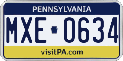 PA license plate MXE0634