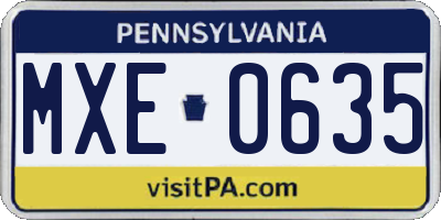 PA license plate MXE0635
