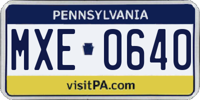 PA license plate MXE0640