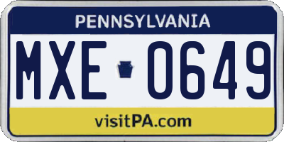 PA license plate MXE0649