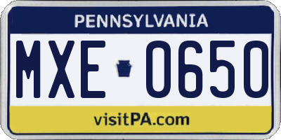 PA license plate MXE0650
