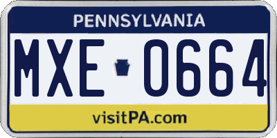 PA license plate MXE0664