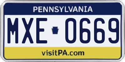 PA license plate MXE0669