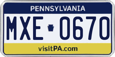 PA license plate MXE0670