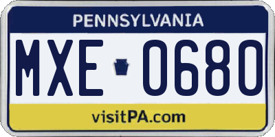 PA license plate MXE0680