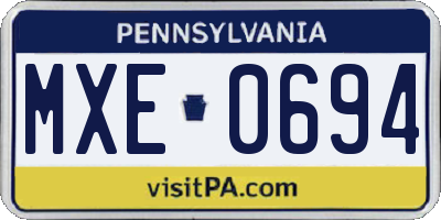 PA license plate MXE0694